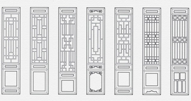 右玉常用中式仿古花窗图案隔断设计图